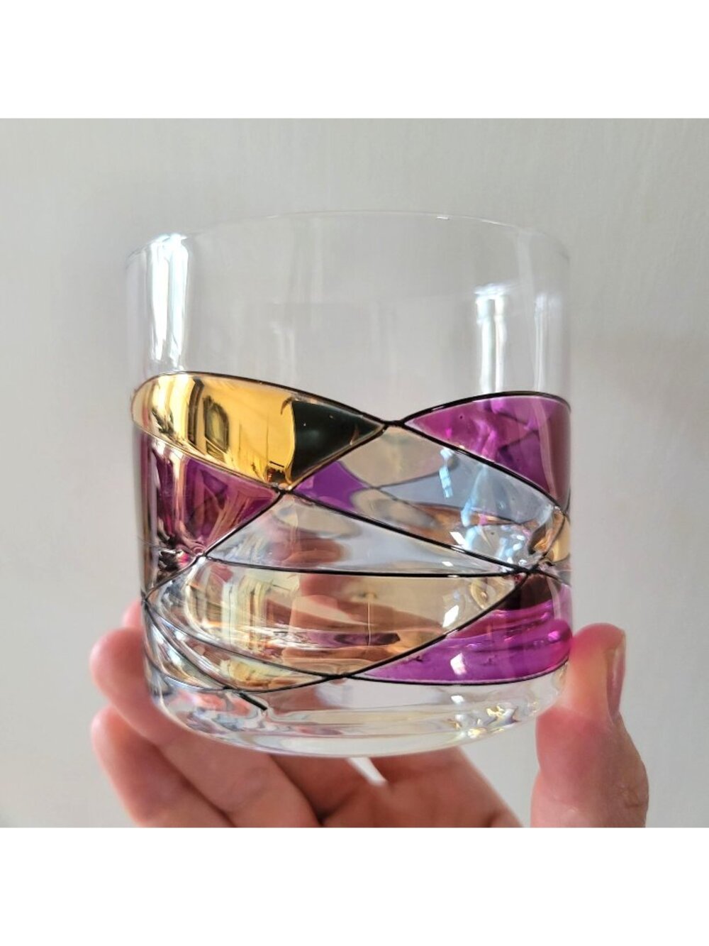 Cornet Barcelona Sagrada Handpainted Whiskey Glass With Multicolor Design